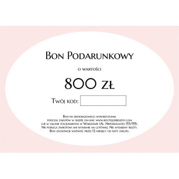 BON PODARUNKOWY O WARTOŚCI 800 ZŁOTYCH