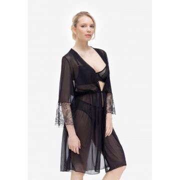 DYNASTY PRZEZROCZYSTE KIMONO Z KORONKĄ