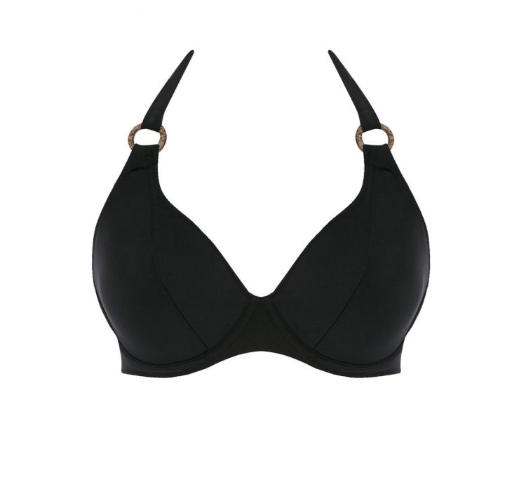 Freya BLACK Coco Wave Underwire Banded Halter Bikini Swim Top, US 34H, UK  34FF