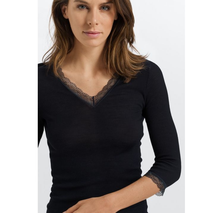 HANRO woolen lace 3/4 sleeve shirt