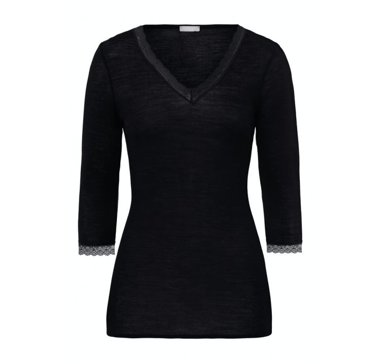 HANRO woolen lace 3/4 sleeve shirt
