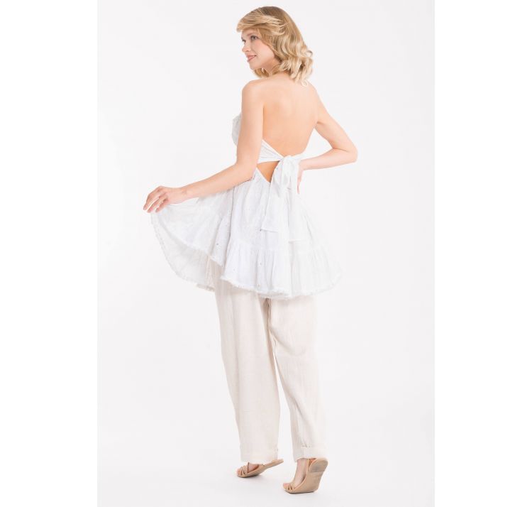 ICONIQUE martina letnia mini sukienka wiĄzana na szyi i na plecach baweŁniana biaŁa