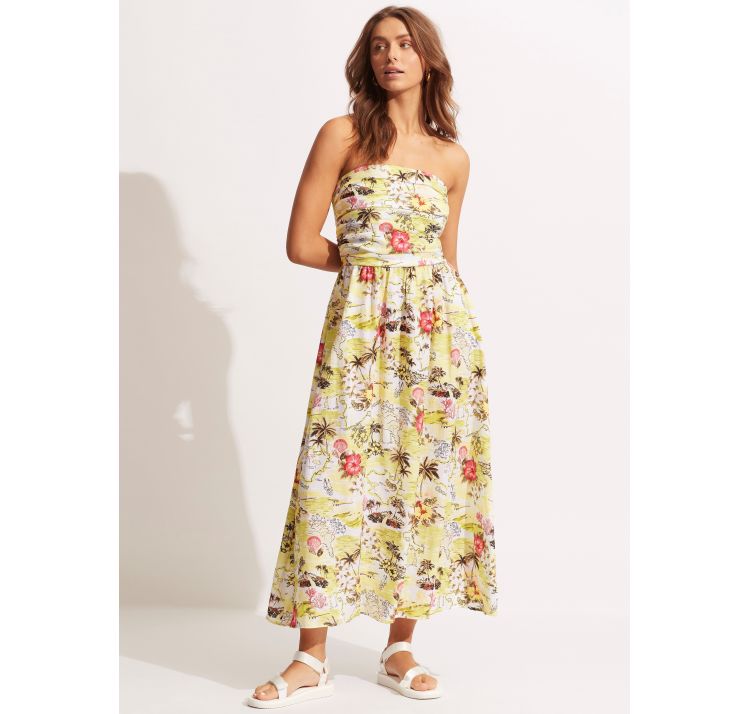 SEAFOLLY coast to coast letnia sukienka midi bez ramiĄczek