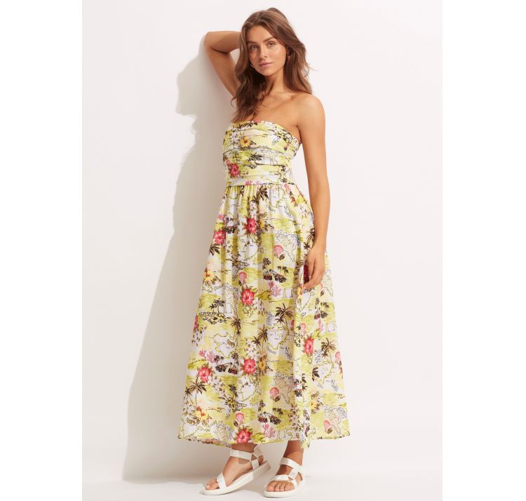 SEAFOLLY coast to coast letnia sukienka midi bez ramiĄczek