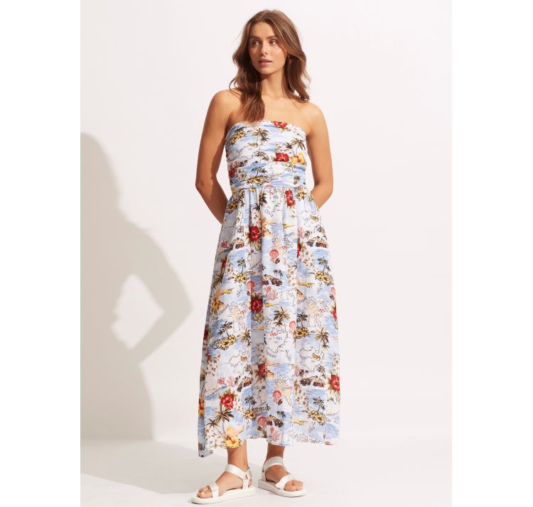 SEAFOLLY coast to coast letnia sukienka midi bez ramiĄczek