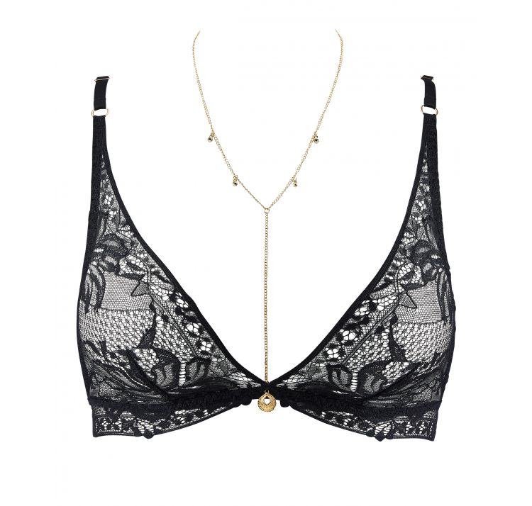 AUBADE PARIS gold pleasure koronkowa braletka z ozdobnymi plecami i ŁaŃcuszkiem