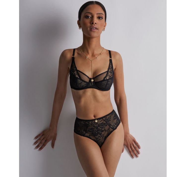 AUBADE PARIS gold pleasure koronkowy biustonosz full cup z ŁaŃcuszkiem