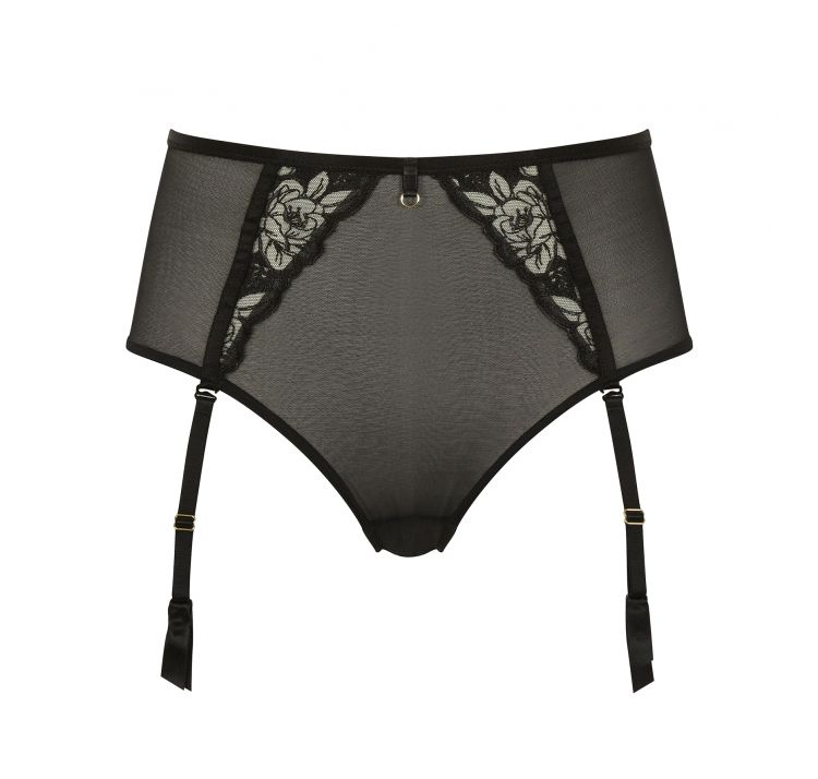 PANACHE rosa koronkowe figi z zaczepami do poŃczoch