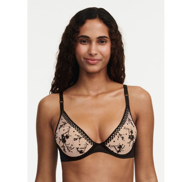 PASSIONATA suzy lekko usztywniony biustonosz plunge z kwiatowym haftem