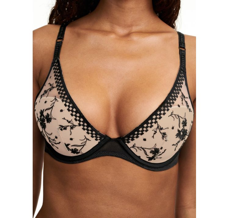 PASSIONATA suzy lekko usztywniony biustonosz plunge z kwiatowym haftem