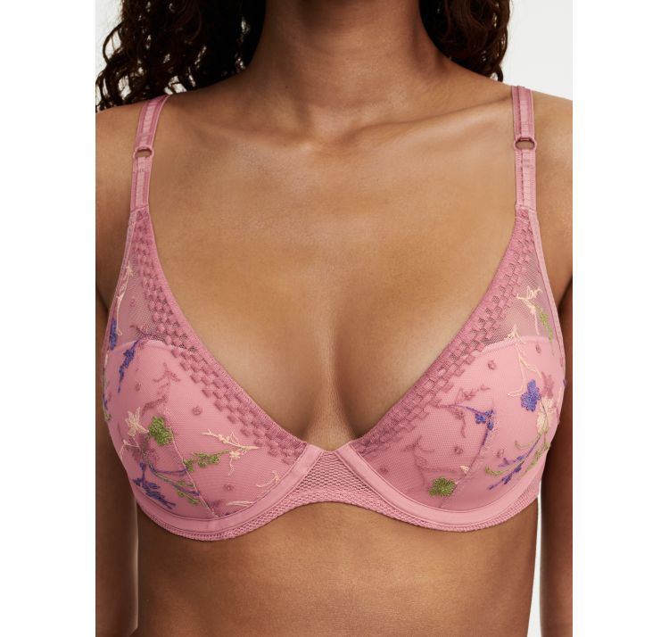 PASSIONATA suzy lekko usztywniony biustonosz plunge z kwiatowym haftem