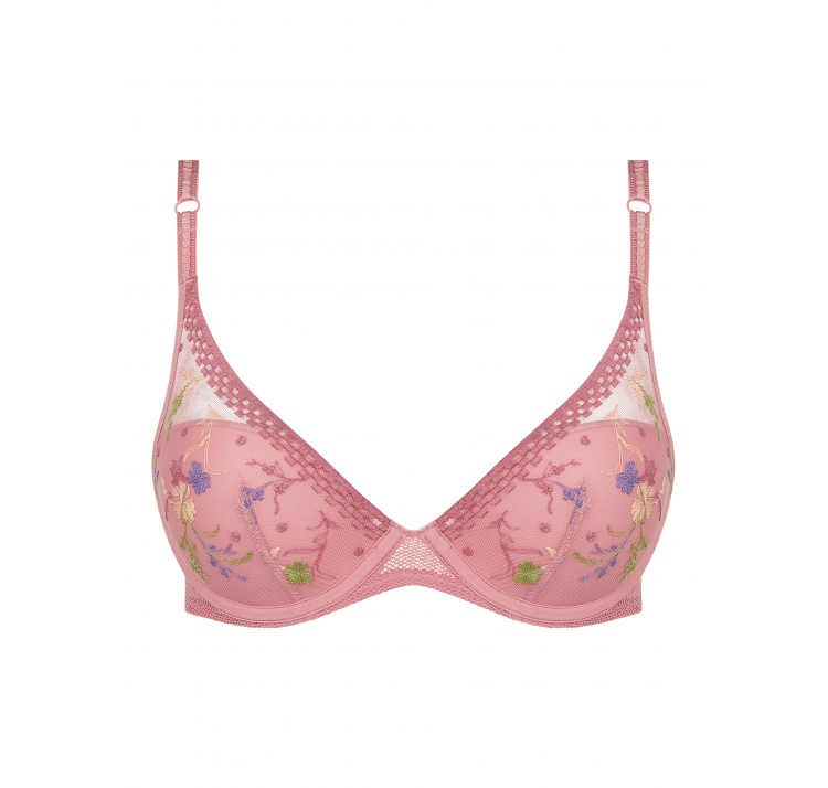PASSIONATA suzy lekko usztywniony biustonosz plunge z kwiatowym haftem