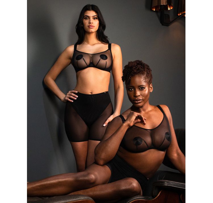 SCANTILLY superheroine bandeau bra tiulowy biustonosz na fiszbinach