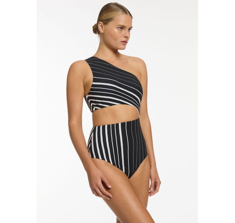 JETS lunar stripe kostium jednoczĘŚciowy na jedno ramiĘ