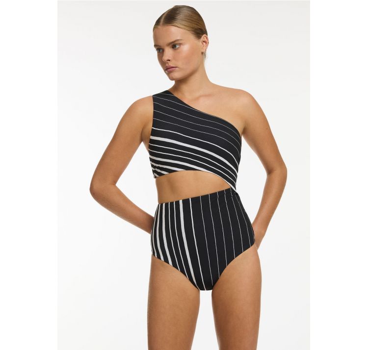 JETS lunar stripe kostium jednoczĘŚciowy na jedno ramiĘ