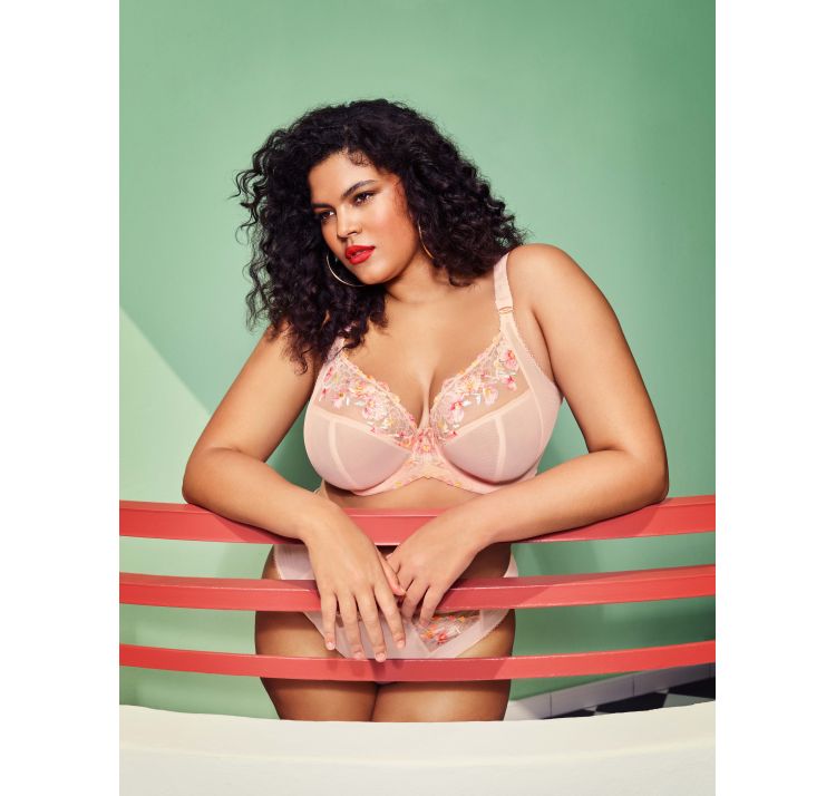 ELOMI himari tiulowy biustonosz z haftem plunge bra