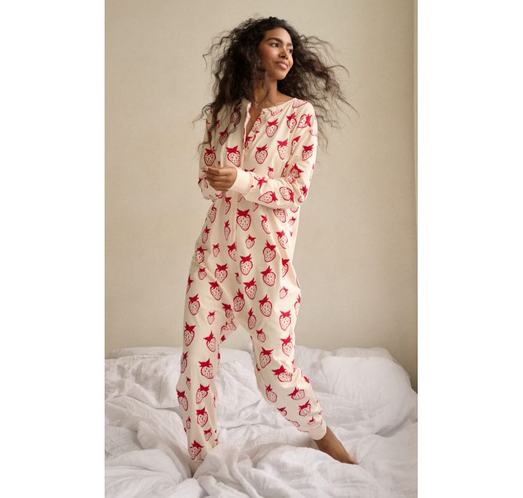 SLEEPLESS IN WARSAW piŻama strawberry one-piece