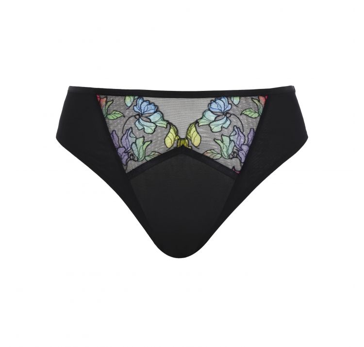 SCULPTRESSE eden tiulowe wysokie majtki z kwiatowym haftem