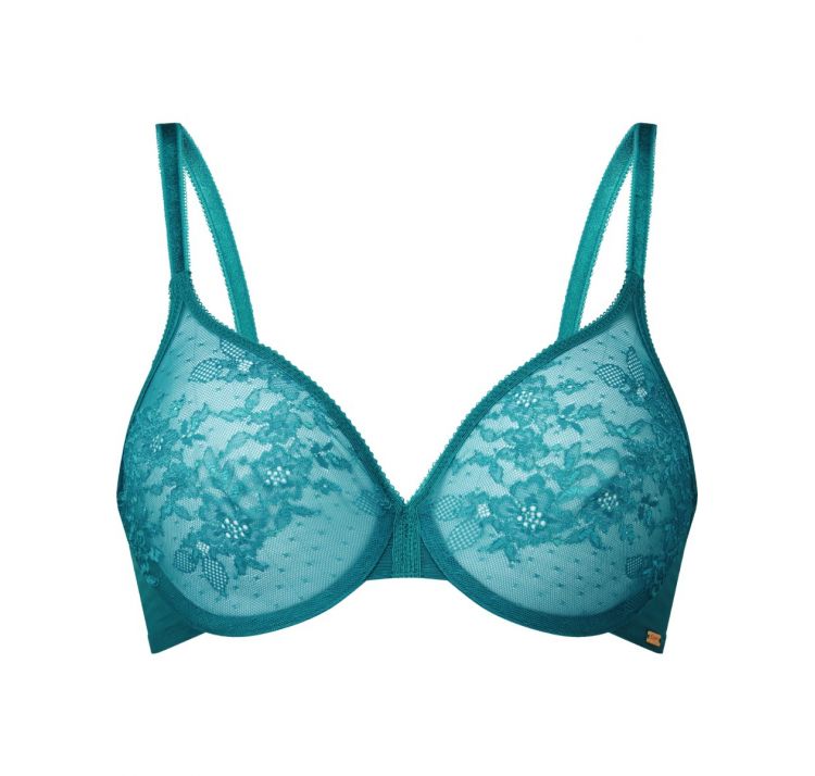 GOSSARD glossies lace sheer bra koronkowy biustonosz z tŁoczonĄ miskĄ