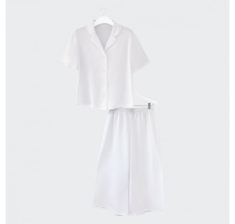 CARAMELLA piŻamka dŁuga biaŁa w bŁĘkitne groszki 100%