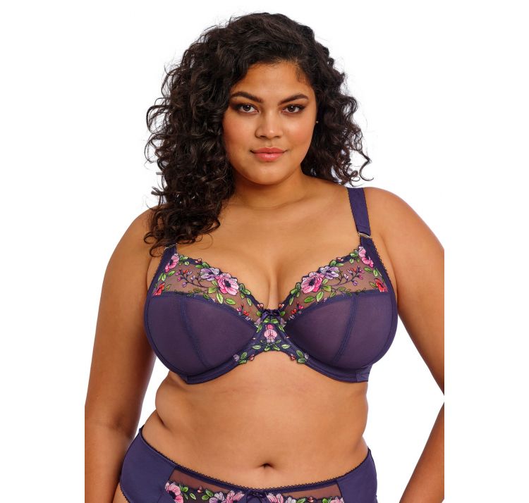 ELOMI himari tiulowy biustonosz z haftem plunge bra