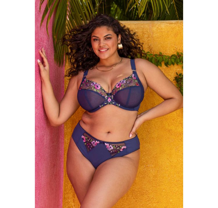 ELOMI himari tiulowy biustonosz z haftem plunge bra