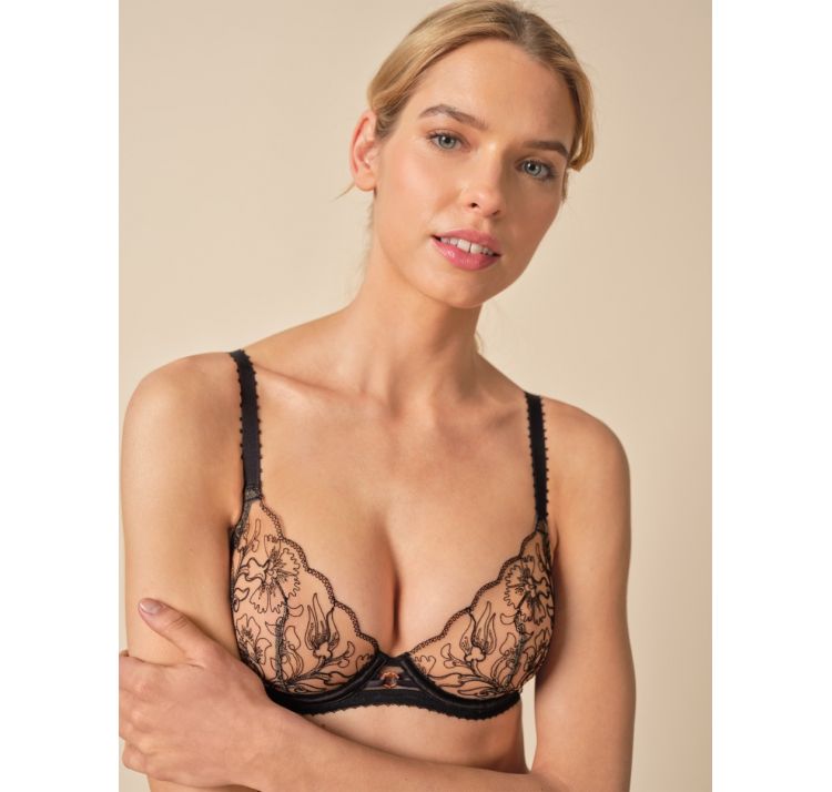 GOSSARD vip fleur de nuit biustonosz plunge z efektem tatuaŻu