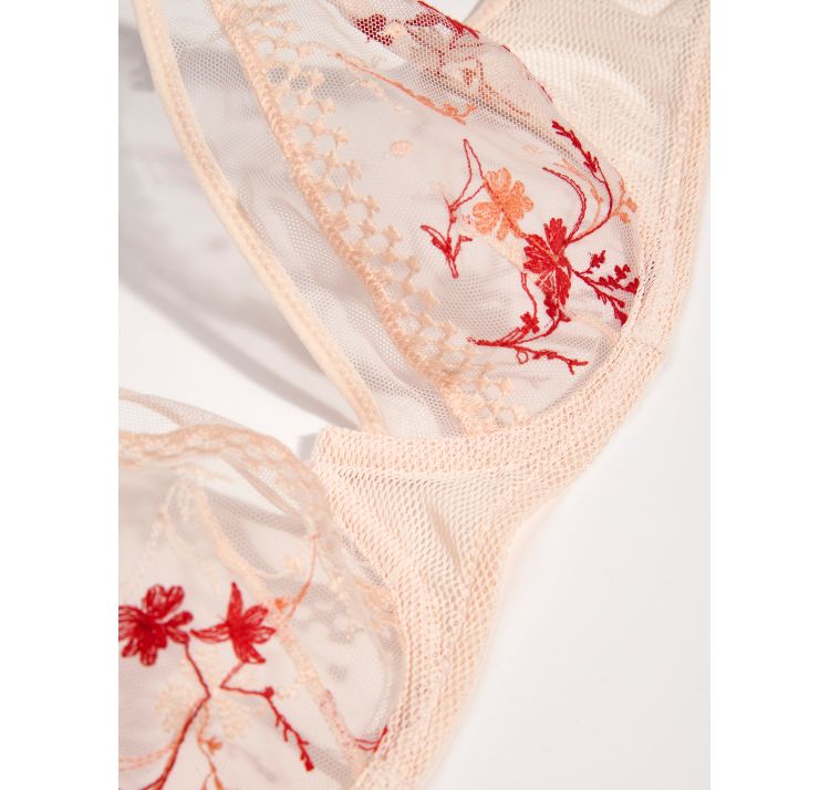 PASSIONATA suzy koronkowy biustonosz plunge z kwiatowym haftem