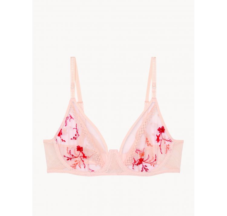 PASSIONATA suzy koronkowy biustonosz plunge z kwiatowym haftem