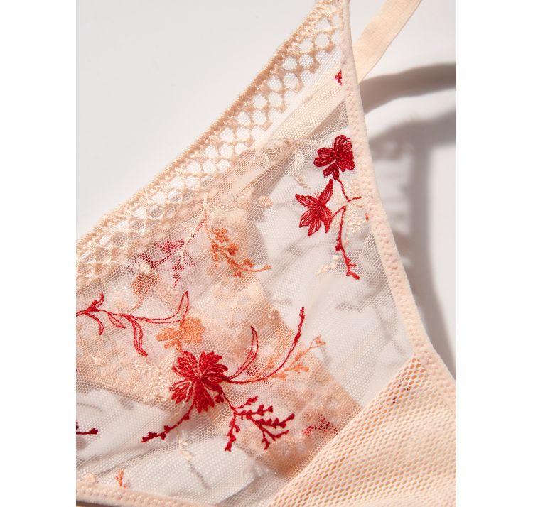 PASSIONATA suzy koronkowe stringi z kwiatowym haftem