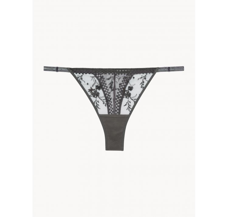 PASSIONATA suzy koronkowe stringi z kwiatowym haftem