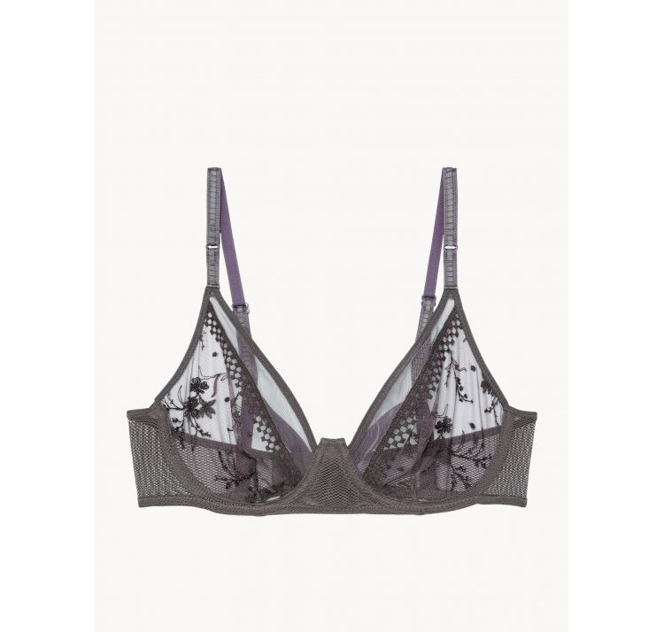 PASSIONATA suzy koronkowy biustonosz plunge z kwiatowym haftem