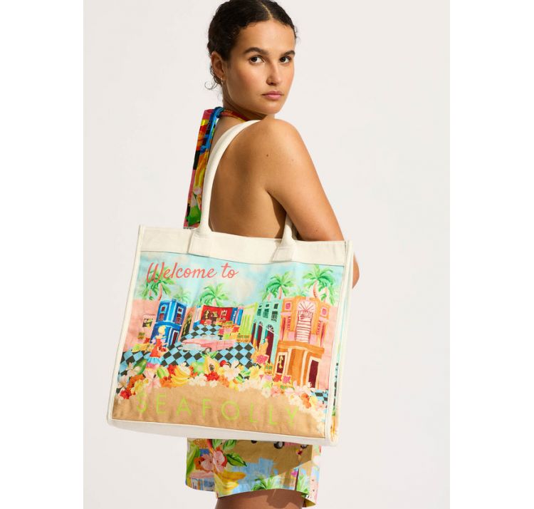 SEAFOLLY cuba zapinana na zatrzask torba plaŻowa 100% baweŁna