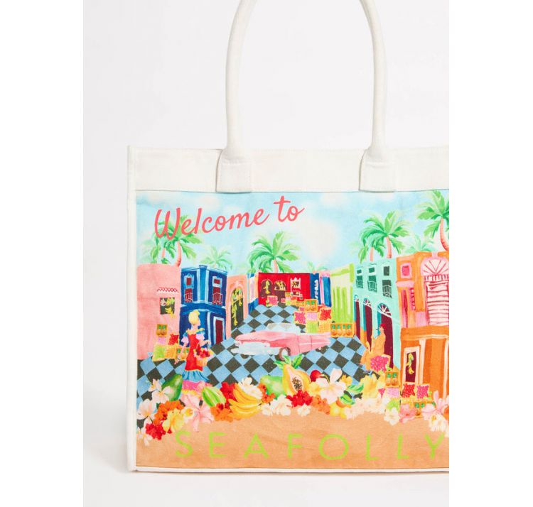 SEAFOLLY cuba zapinana na zatrzask torba plaŻowa 100% baweŁna