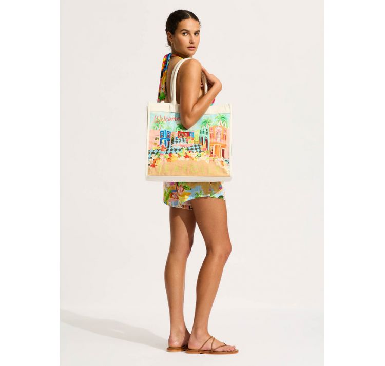 SEAFOLLY cuba zapinana na zatrzask torba plaŻowa 100% baweŁna