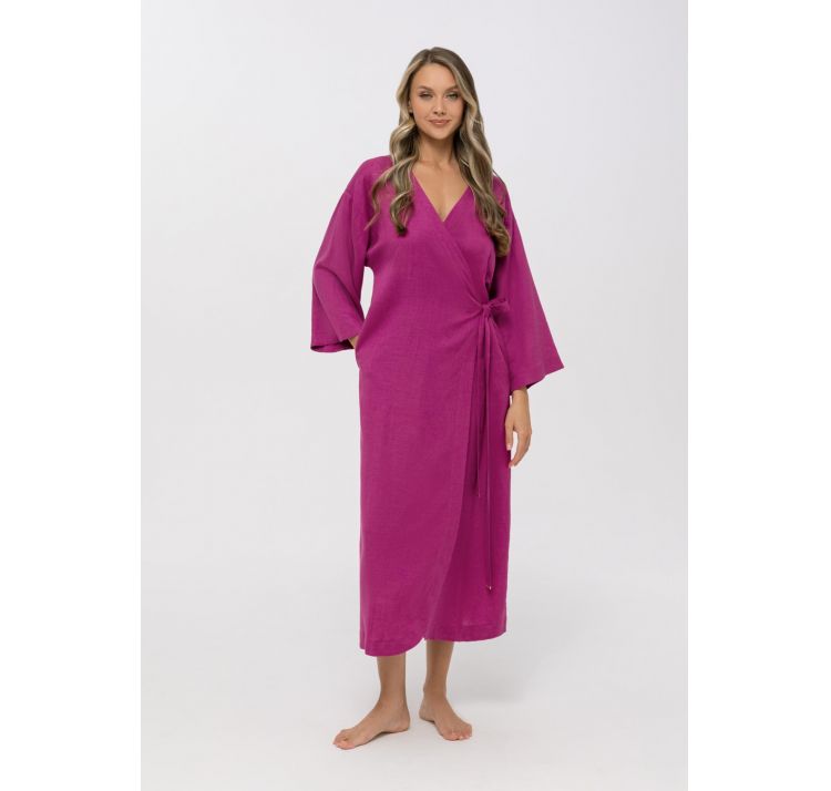 MARC&ANDRE shiny linen letnia sukienka kopertowa 55% len 45% wiskoza