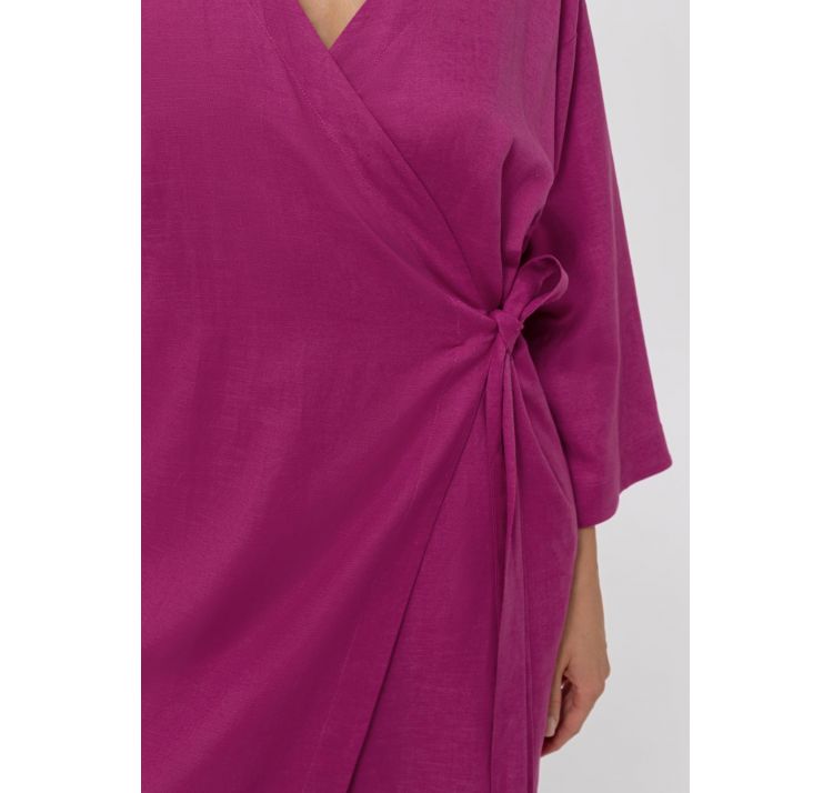 MARC&ANDRE shiny linen letnia sukienka kopertowa 55% len 45% wiskoza