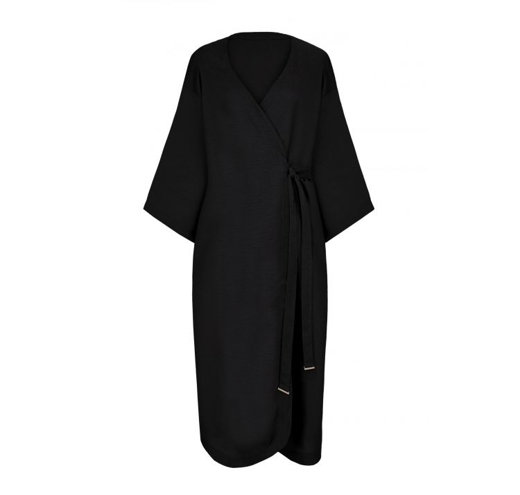 MARC&ANDRE shiny linen letnia sukienka kopertowa 55% len 45% wiskoza