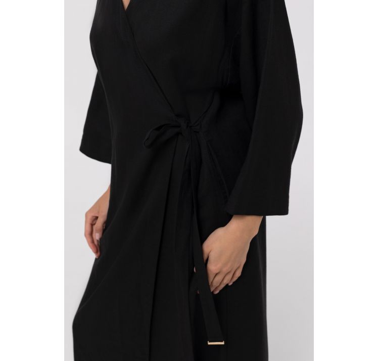 MARC&ANDRE shiny linen letnia sukienka kopertowa 55% len 45% wiskoza