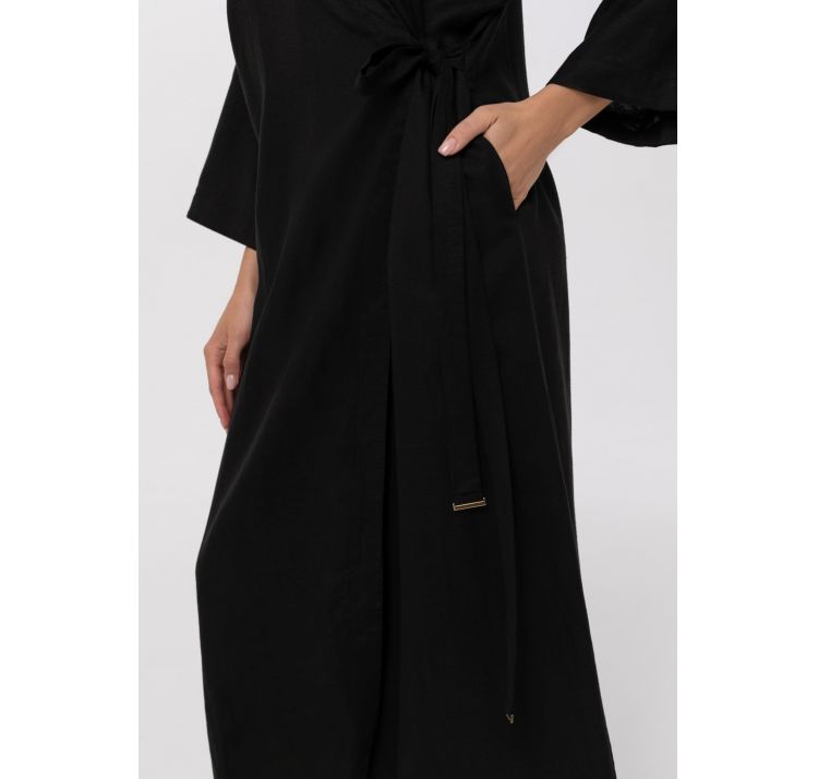 MARC&ANDRE shiny linen letnia sukienka kopertowa 55% len 45% wiskoza