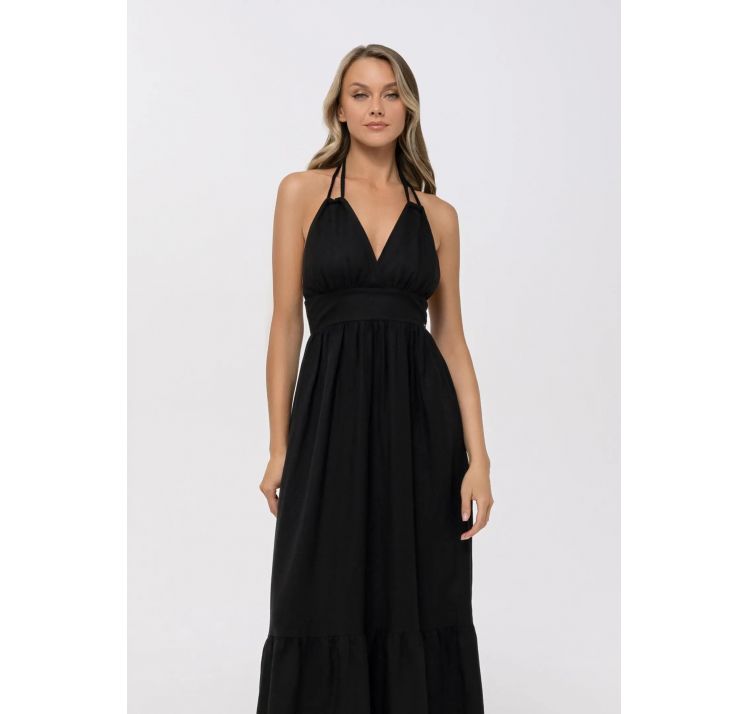 MARC&ANDRE shiny linen letnia sukienka 55% len 45% wiskoza