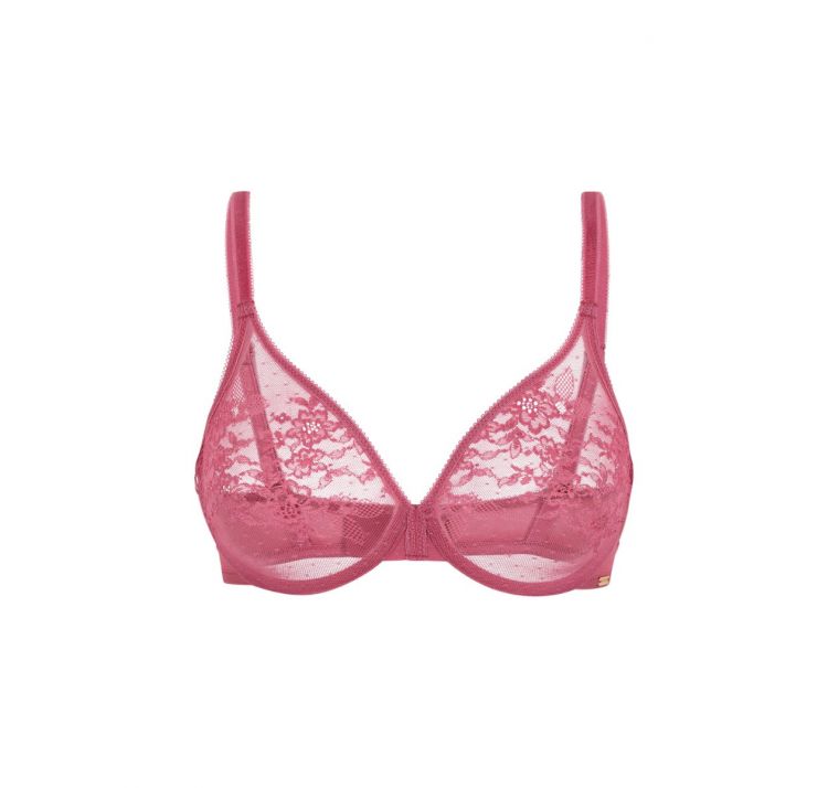 GOSSARD glossies lace sheer bra koronkowy biustonosz z tŁoczonĄ miskĄ