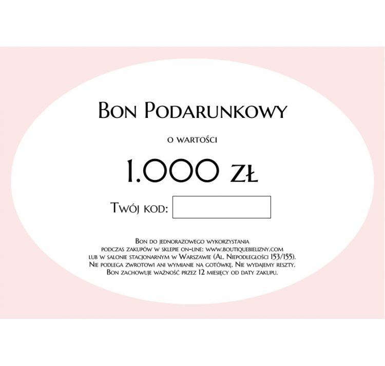Bon bon podarunkowy o wartoŚci 1000 zŁotych