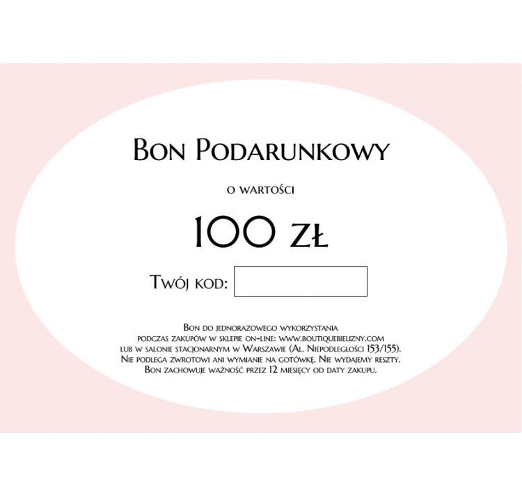Bon bon podarunkowy o wartoŚci 100 zŁotych