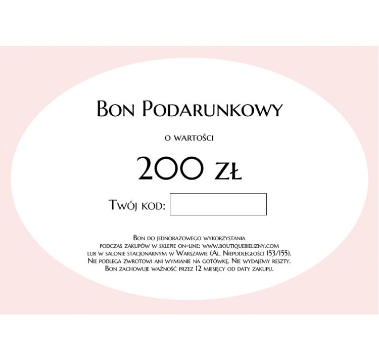 Bon bon podarunkowy o wartoŚci 200 zŁotych