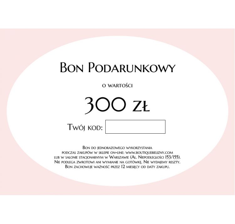 Bon bon podarunkowy o wartoŚci 300 zŁotych
