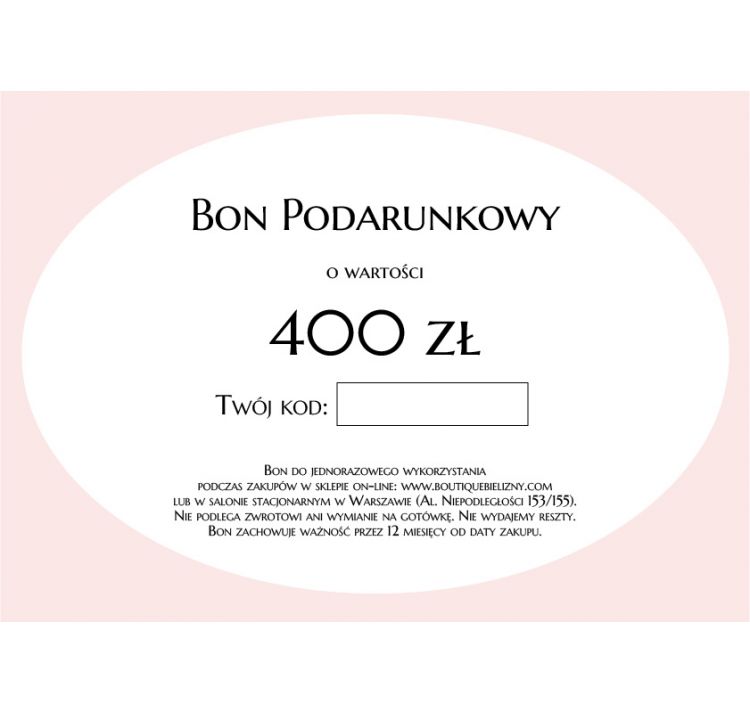 Bon bon podarunkowy o wartoŚci 400 zŁotych
