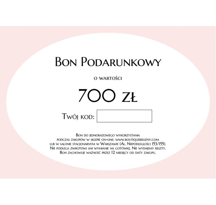 Bon bon podarunkowy o wartoŚci 700 zŁotych