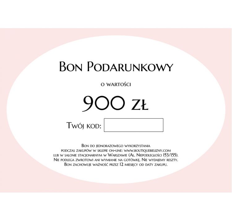 Bon bon podarunkowy o wartoŚci 900 zŁotych