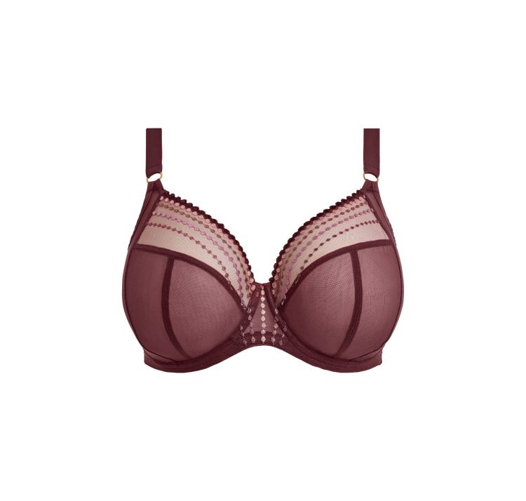 ELOMI matilda tiulowy biustonosz plunge z brokatowym haftem